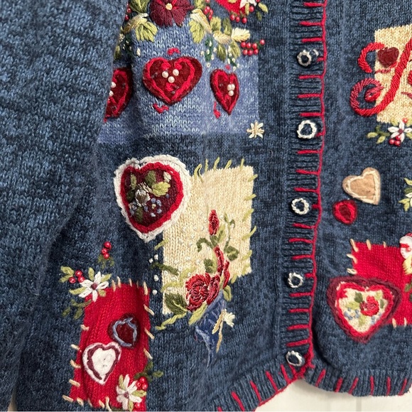 VTG Heirloom Collectables Red and Blue Sweater Valentines Women’s Sweater Size L - Picture 3 of 11